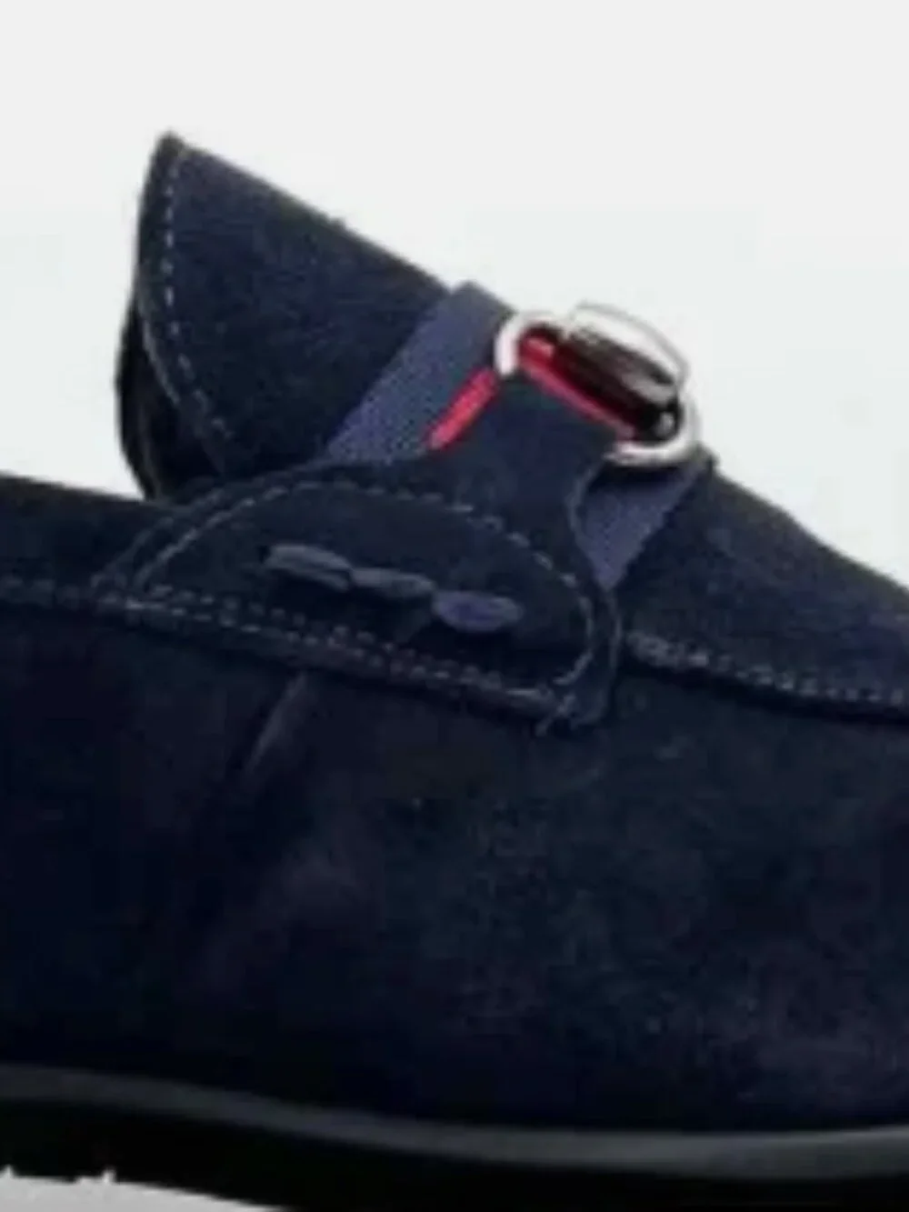 Section X Men's Navy & Red Suede Horsebit Loafers Size 10 - LIKE NEW